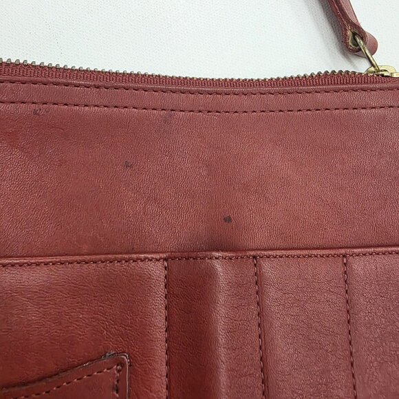 COACH VINTAGE RED LEATHER ORGANIZER TRAVEL BUSINESS TECH POUCH CADDY - Picture 7 of 10